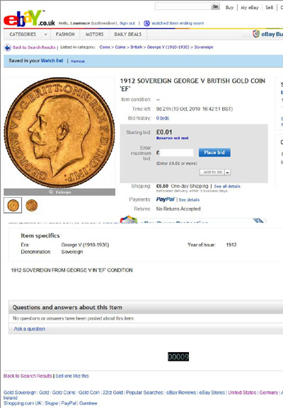 bluenose_502003 1912 Mint Condition Gold Sovereign eBay Auction Listing